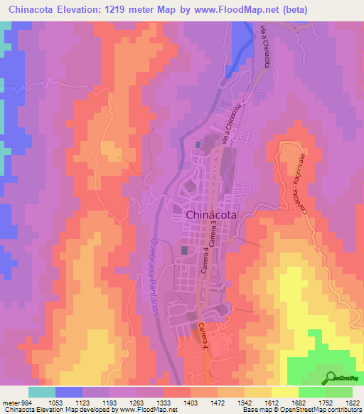 Chinacota,Colombia Elevation Map