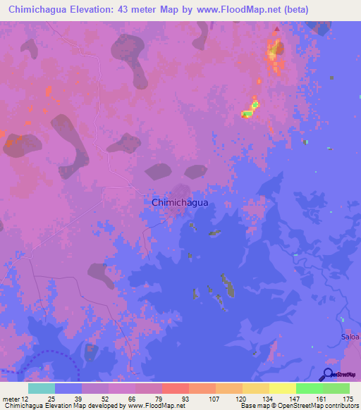 Chimichagua,Colombia Elevation Map