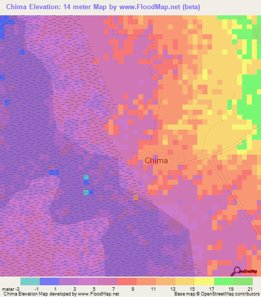 Chima,Colombia Elevation Map