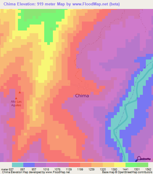 Chima,Colombia Elevation Map