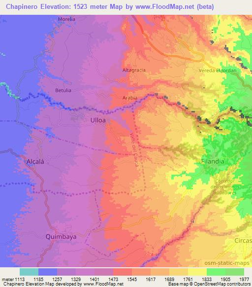 Chapinero,Colombia Elevation Map