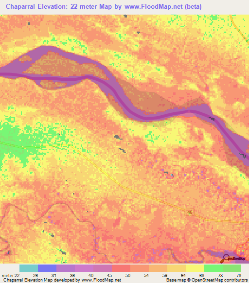 Chaparral,Colombia Elevation Map