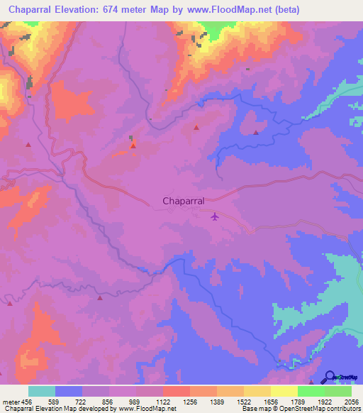 Chaparral,Colombia Elevation Map