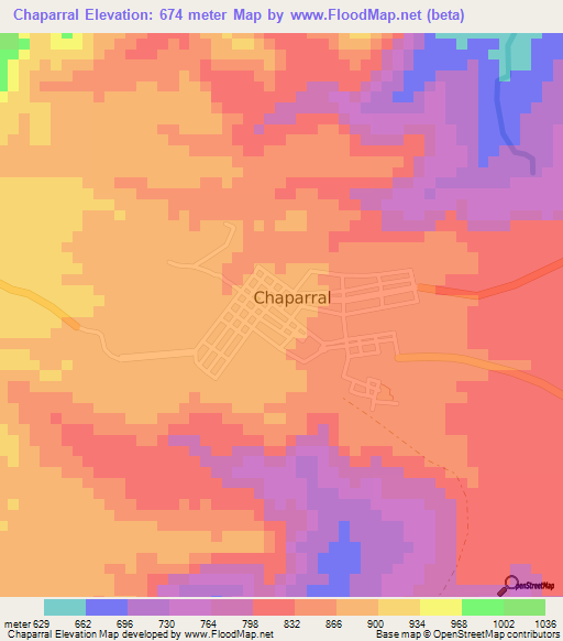 Chaparral,Colombia Elevation Map