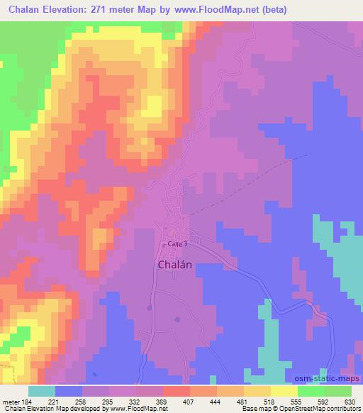 Chalan,Colombia Elevation Map