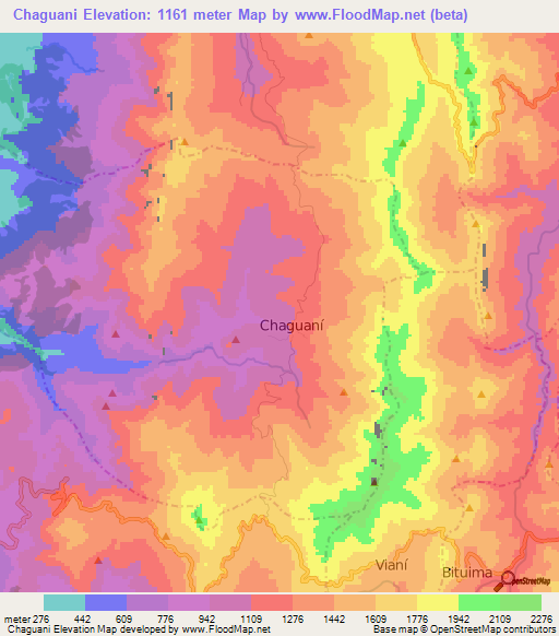 Chaguani,Colombia Elevation Map