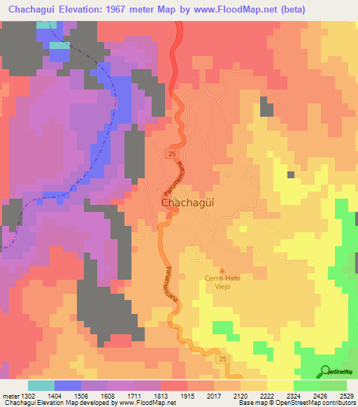 Chachagui,Colombia Elevation Map