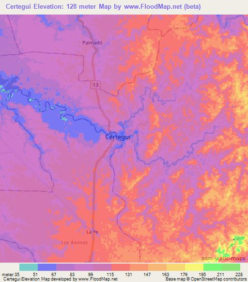 Certegui,Colombia Elevation Map