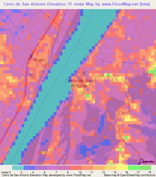 Cerro de San Antonio,Colombia Elevation Map