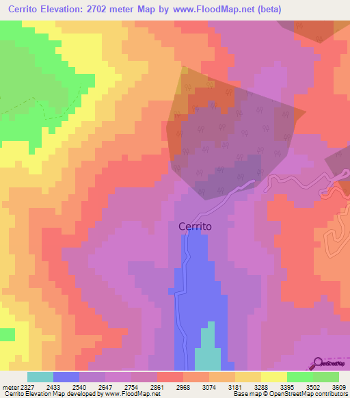 Cerrito,Colombia Elevation Map