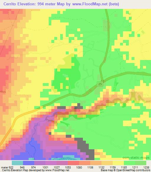 Cerrito,Colombia Elevation Map