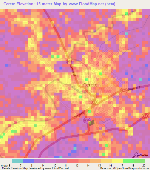 Cerete,Colombia Elevation Map