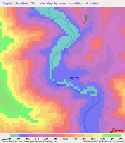 Cepita,Colombia Elevation Map