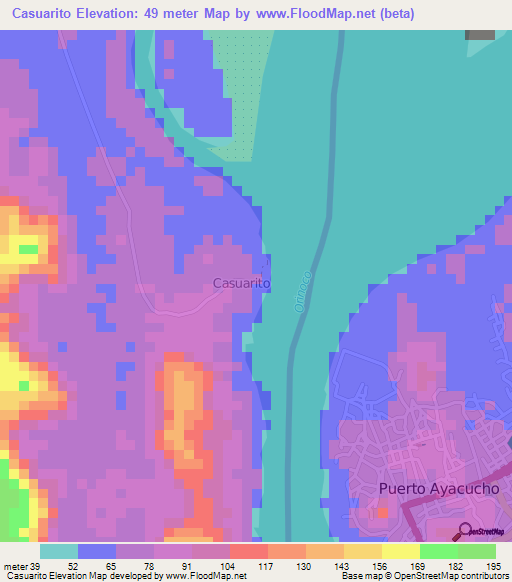 Casuarito,Colombia Elevation Map