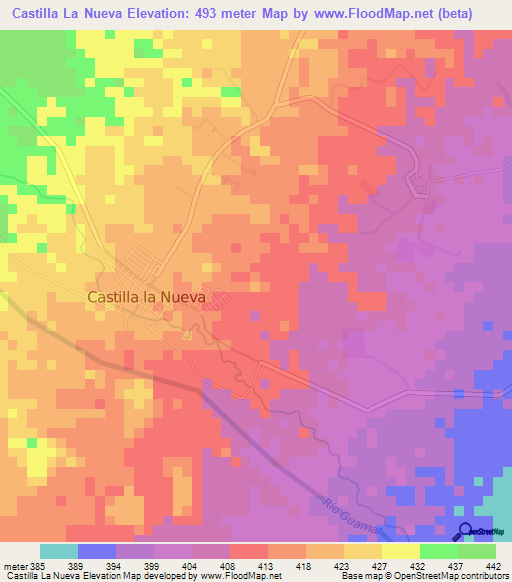 Castilla La Nueva,Colombia Elevation Map