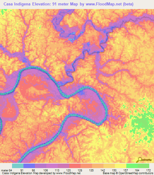 Casa Indigena,Colombia Elevation Map