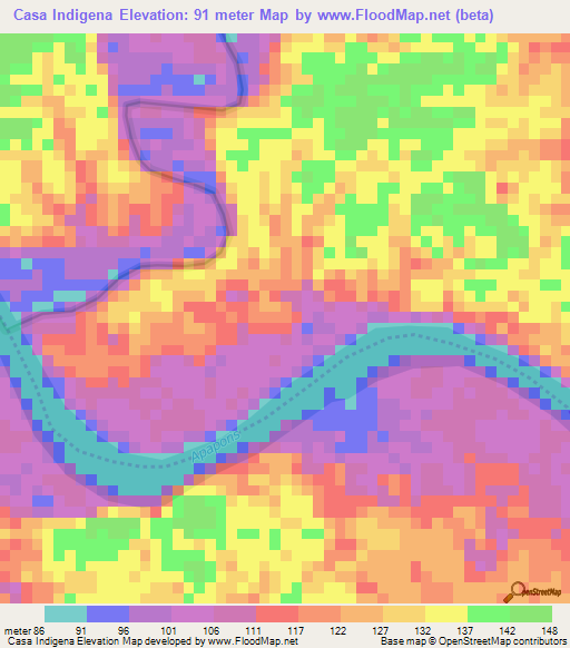 Casa Indigena,Colombia Elevation Map