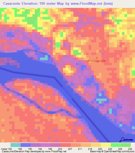 Casacunte,Colombia Elevation Map