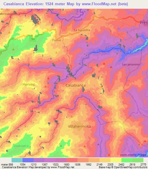 Casabianca,Colombia Elevation Map