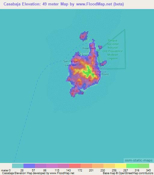 Casabaja,Colombia Elevation Map