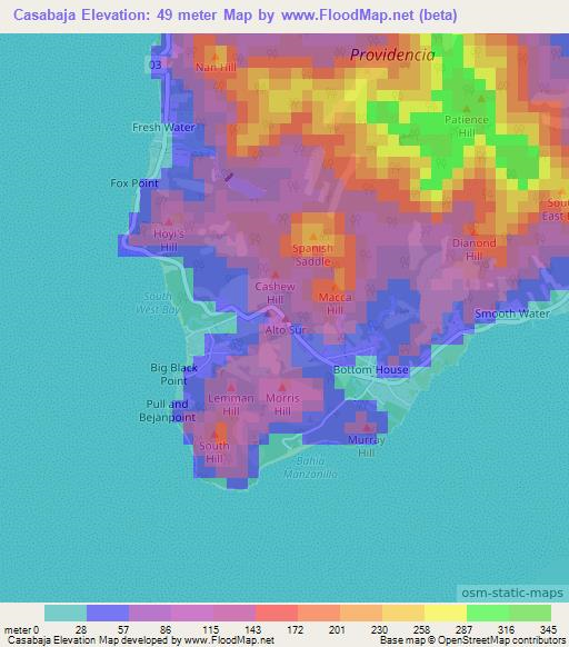 Casabaja,Colombia Elevation Map