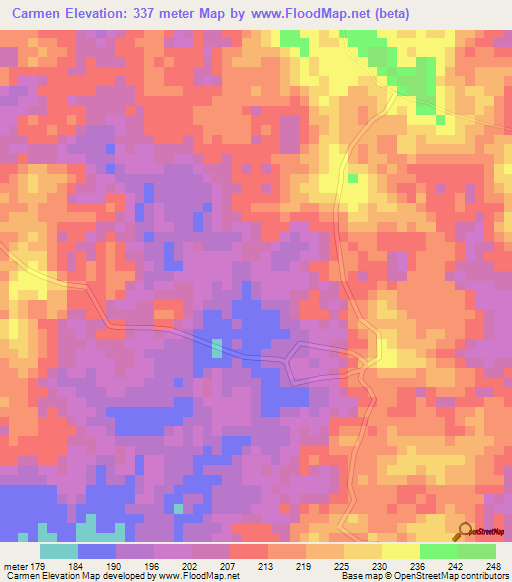 Carmen,Colombia Elevation Map