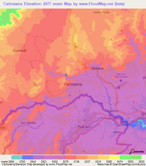 Carlosama,Colombia Elevation Map