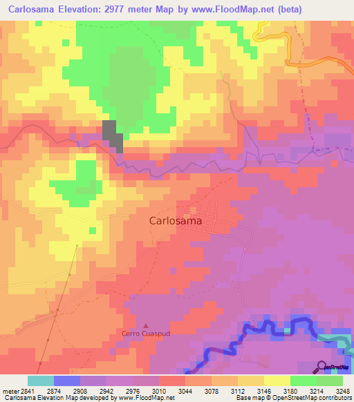 Carlosama,Colombia Elevation Map