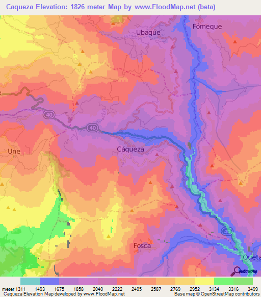 Caqueza,Colombia Elevation Map