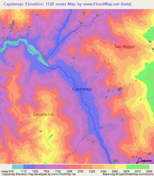 Capitanejo,Colombia Elevation Map