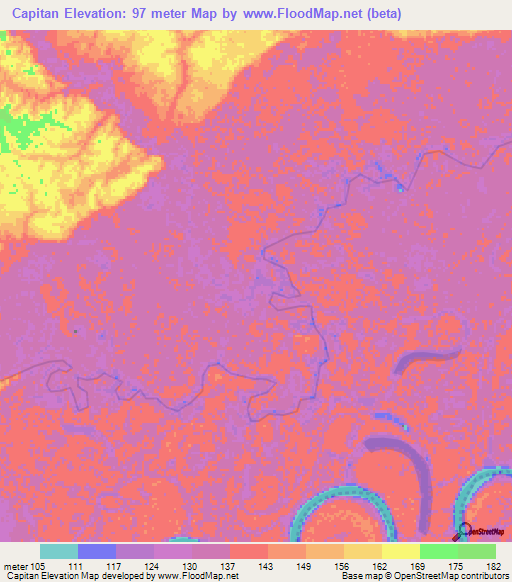 Capitan,Colombia Elevation Map