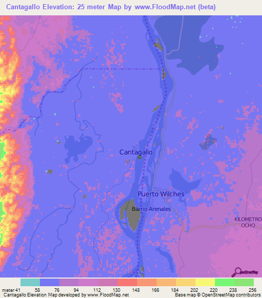 Cantagallo,Colombia Elevation Map