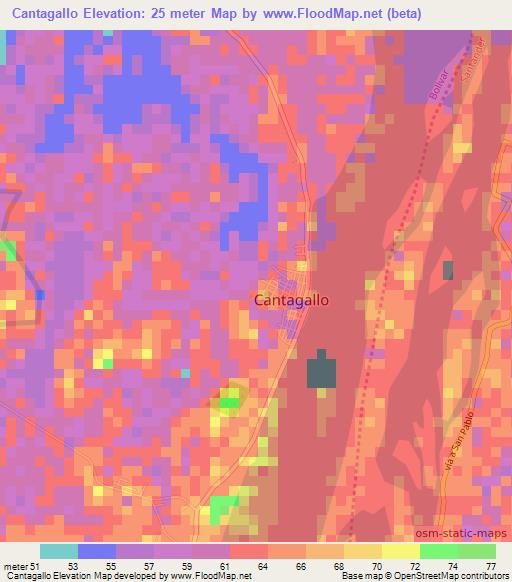 Cantagallo,Colombia Elevation Map