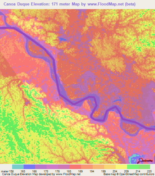 Canoa Duque,Colombia Elevation Map