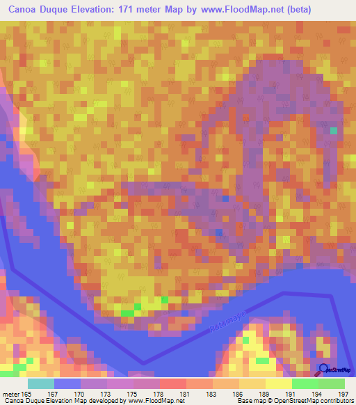 Canoa Duque,Colombia Elevation Map