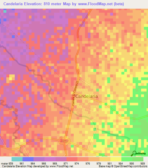 Candelaria,Colombia Elevation Map