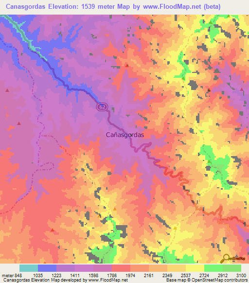 Canasgordas,Colombia Elevation Map