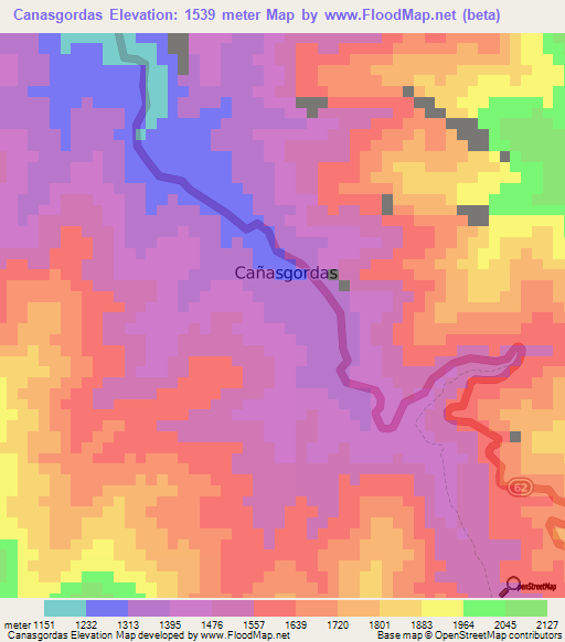 Canasgordas,Colombia Elevation Map