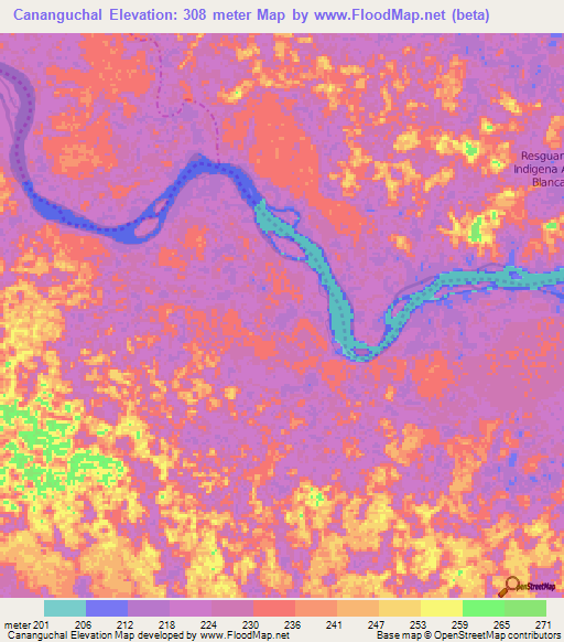 Cananguchal,Colombia Elevation Map