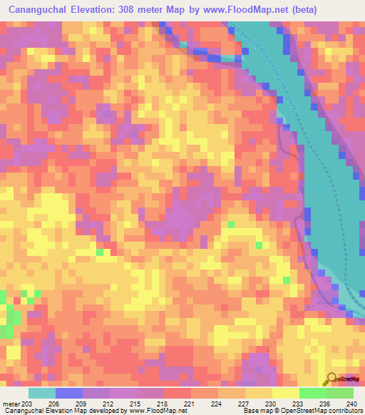 Cananguchal,Colombia Elevation Map