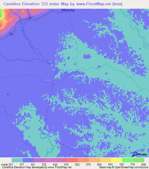 Canalitos,Colombia Elevation Map