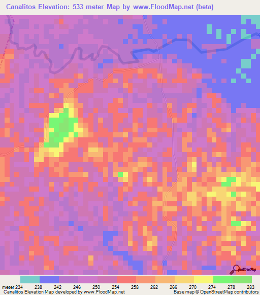 Canalitos,Colombia Elevation Map