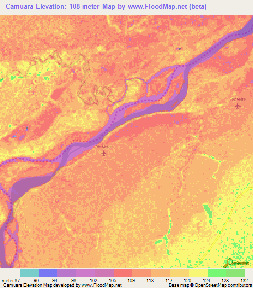 Camuara,Colombia Elevation Map