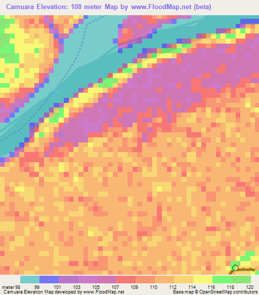 Camuara,Colombia Elevation Map