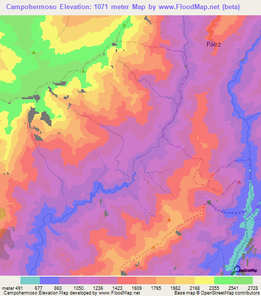 Campohermoso,Colombia Elevation Map