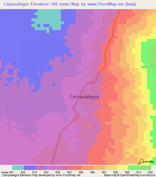 Campoalegre,Colombia Elevation Map