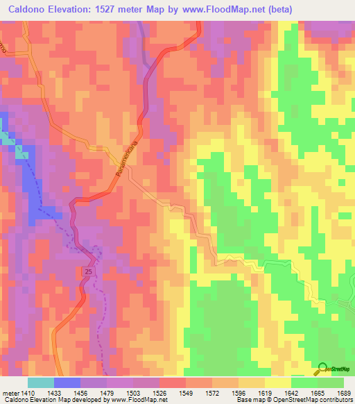 Caldono,Colombia Elevation Map