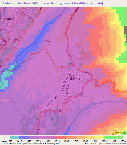 Calarca,Colombia Elevation Map