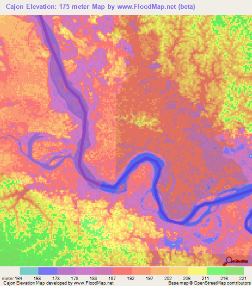 Cajon,Colombia Elevation Map