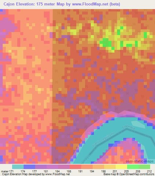 Cajon,Colombia Elevation Map